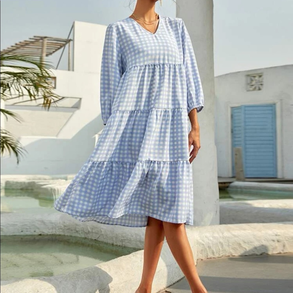 Blue loose midi dress